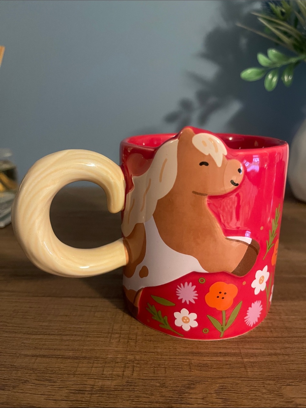 NWT Limited Edition Starbucks Red Pony Ceramic Mug with Cream Handle